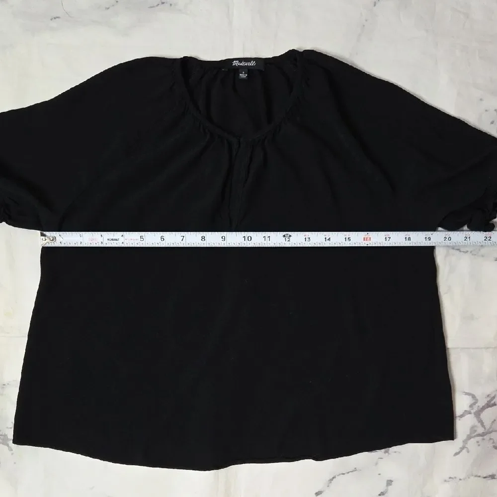 Madewell Black Short Puff Sleeve Blouse